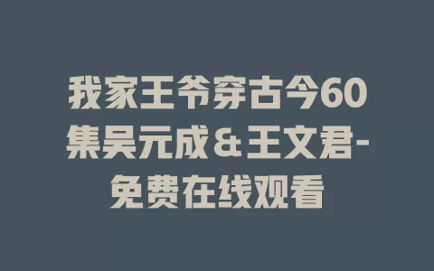 我家王爷穿古今60集吴元成＆王文君-免费在线观看