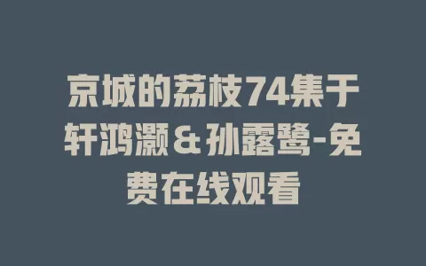 京城的荔枝74集于轩鸿灏＆孙露鹭-免费在线观看