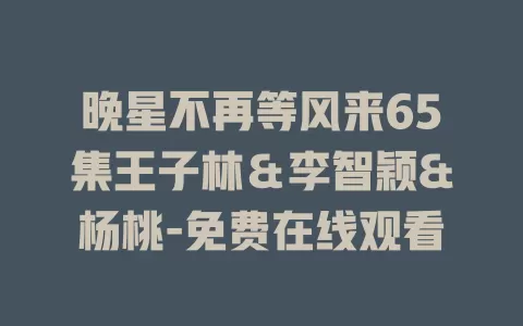 晚星不再等风来65集王子林＆李智颖&杨桃-免费在线观看