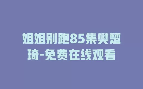 姐姐别跑85集樊楚琦-免费在线观看
