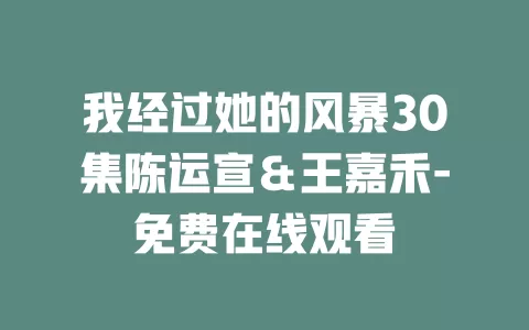 我经过她的风暴30集陈运宣＆王嘉禾-免费在线观看