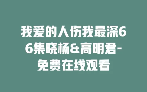 我爱的人伤我最深66集晓杨&高明君-免费在线观看