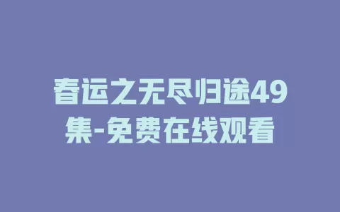 春运之无尽归途49集-免费在线观看