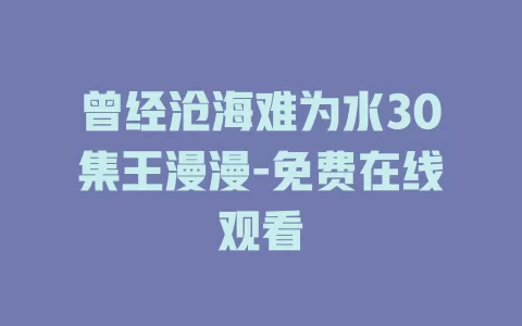 曾经沧海难为水30集王漫漫-免费在线观看