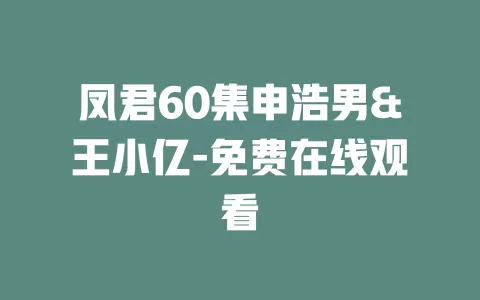 凤君60集申浩男&王小亿-免费在线观看