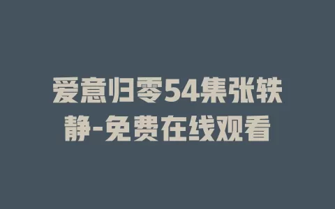 爱意归零54集张轶静-免费在线观看