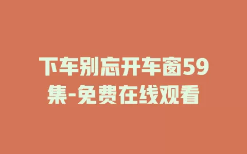 下车别忘开车窗59集-免费在线观看