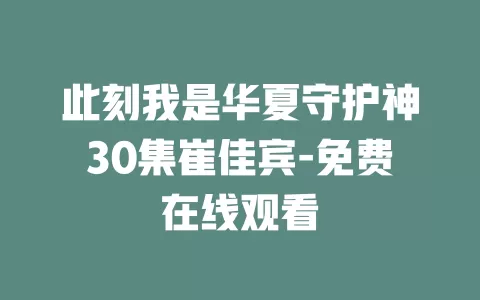 此刻我是华夏守护神30集崔佳宾-免费在线观看