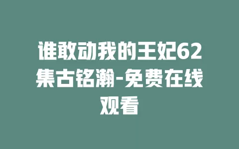 谁敢动我的王妃62集古铭瀚-免费在线观看
