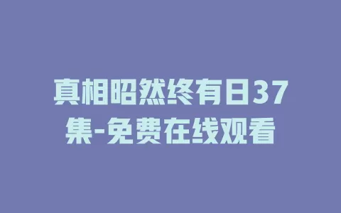 真相昭然终有日37集-免费在线观看