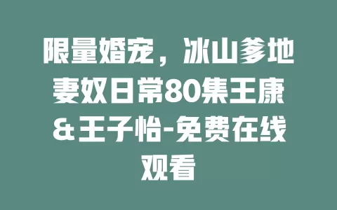 限量婚宠，冰山爹地妻奴日常80集王康＆王子怡-免费在线观看
