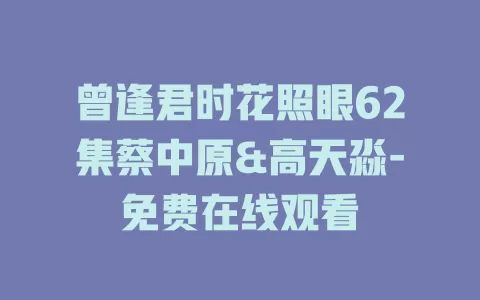 曾逢君时花照眼62集蔡中原&高天淼-免费在线观看