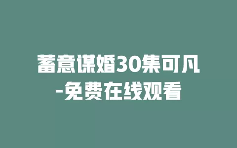 蓄意谋婚30集可凡-免费在线观看