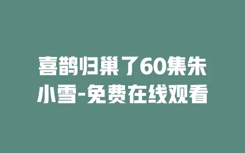 喜鹊归巢了60集朱小雪-免费在线观看