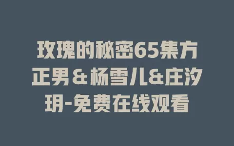 玫瑰的秘密65集方正男＆杨雪儿&庄汐玥-免费在线观看