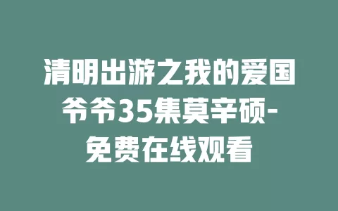 清明出游之我的爱国爷爷35集莫辛硕-免费在线观看
