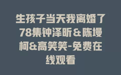 生孩子当天我离婚了78集钟泽昕＆陈墁柯&高笑笑-免费在线观看