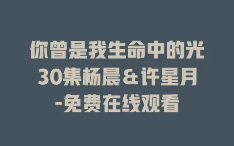 你曾是我生命中的光30集杨晨＆许星月-免费在线观看