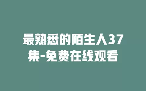 最熟悉的陌生人37集-免费在线观看