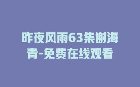昨夜风雨63集谢海青-免费在线观看
