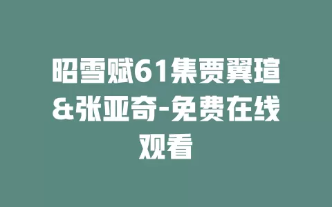 昭雪赋61集贾翼瑄&张亚奇-免费在线观看