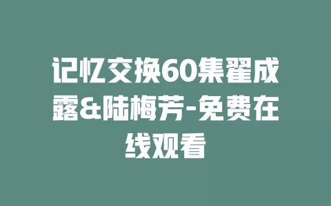 记忆交换60集翟成露&陆梅芳-免费在线观看