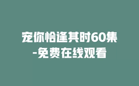 宠你恰逢其时60集-免费在线观看