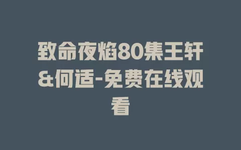 致命夜焰80集王轩&何适-免费在线观看