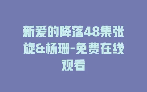 新爱的降落48集张旋&杨珊-免费在线观看