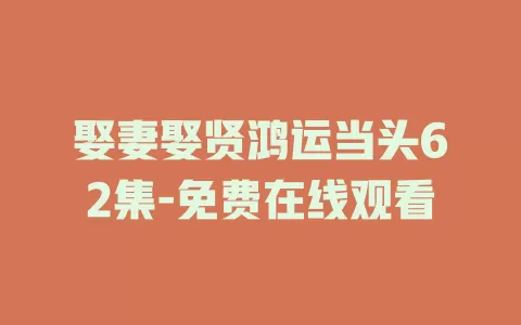 娶妻娶贤鸿运当头62集-免费在线观看