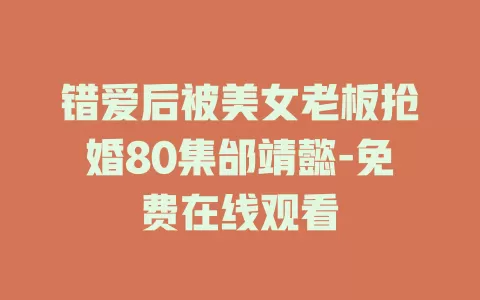 错爱后被美女老板抢婚80集邰靖懿-免费在线观看