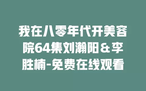 我在八零年代开美容院64集刘瀚阳＆李胜楠-免费在线观看