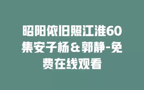 昭阳依旧照江淮60集安子杨＆郭静-免费在线观看