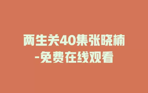 两生关40集张晓楠-免费在线观看