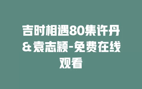吉时相遇80集许丹＆袁志颖-免费在线观看