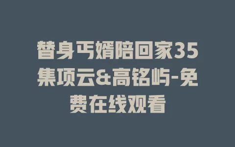 替身丐婿陪回家35集项云&高铭屿-免费在线观看