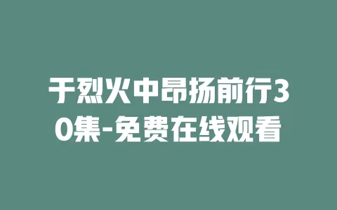于烈火中昂扬前行30集-免费在线观看