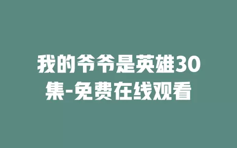我的爷爷是英雄30集-免费在线观看