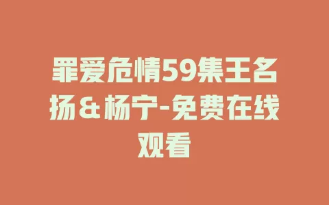 罪爱危情59集王名扬＆杨宁-免费在线观看