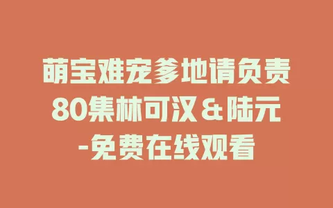 萌宝难宠爹地请负责80集林可汉＆陆元-免费在线观看