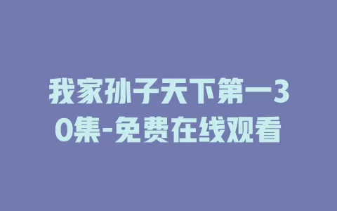 我家孙子天下第一30集-免费在线观看