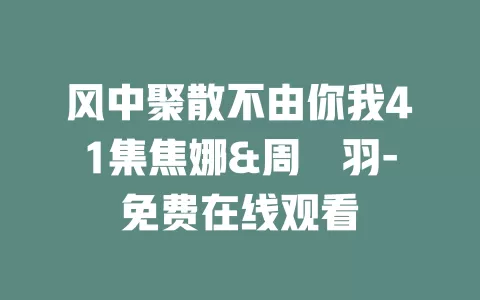 风中聚散不由你我41集焦娜&周湉羽-免费在线观看