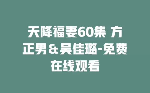 天降福妻60集 方正男＆吴佳璐-免费在线观看