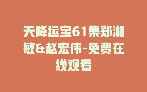 天降运宝61集郑湘敏&赵宏伟-免费在线观看