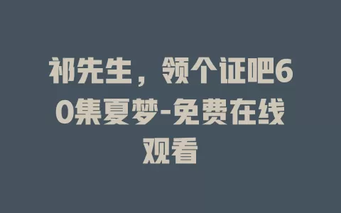 祁先生，领个证吧60集夏梦-免费在线观看