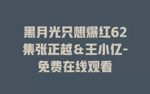 黑月光只想爆红62集张正越＆王小亿-免费在线观看