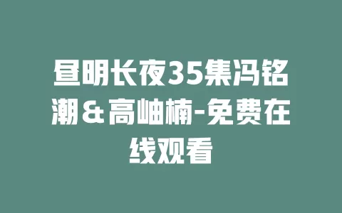 昼明长夜35集冯铭潮＆高岫楠-免费在线观看