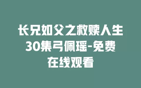 长兄如父之救赎人生30集弓佩瑶-免费在线观看