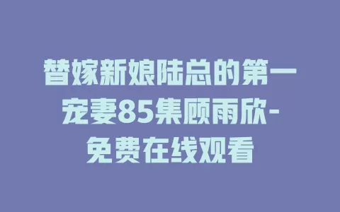 替嫁新娘陆总的第一宠妻85集顾雨欣-免费在线观看