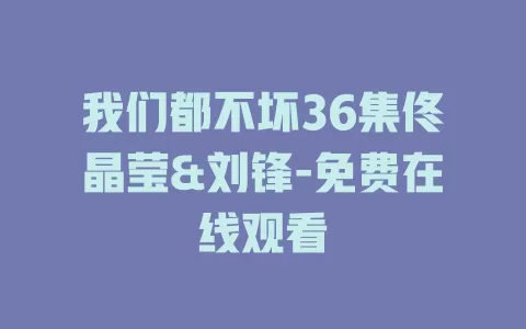 我们都不坏36集佟晶莹&刘锋-免费在线观看